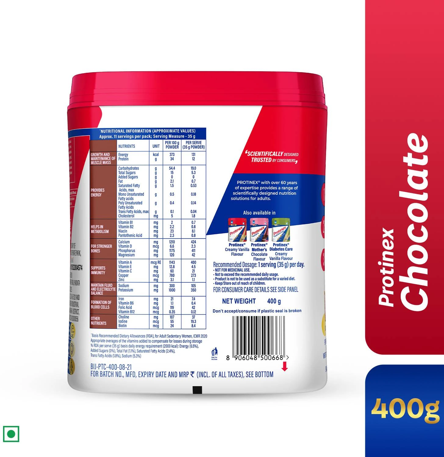 Protinex Rich chocolate | 40% daily protein with 200ml milk | Strong muscles | Zero sugar Whey Protein