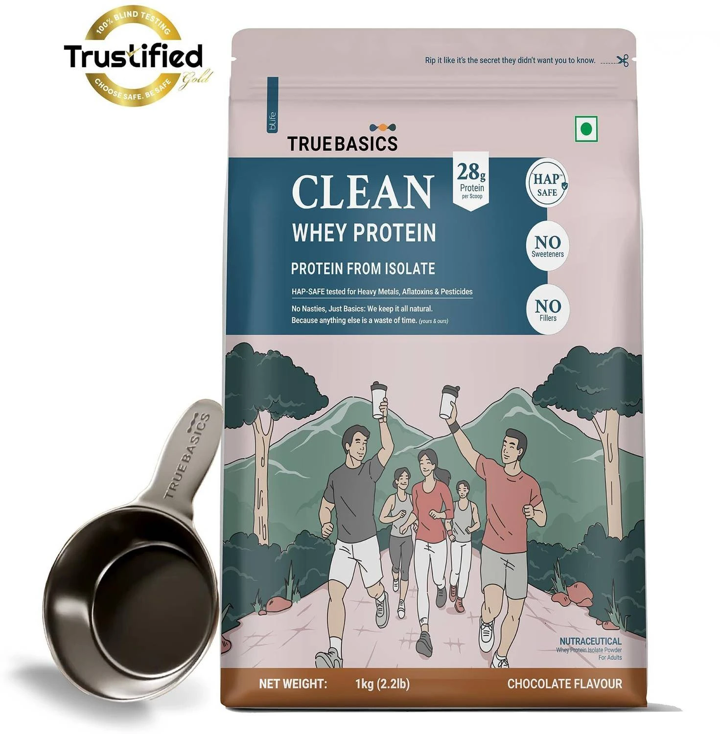 TrueBasics Clean Whey 100% Protein Isolate Powder | 28g Protein per Scoop Whey Protein
